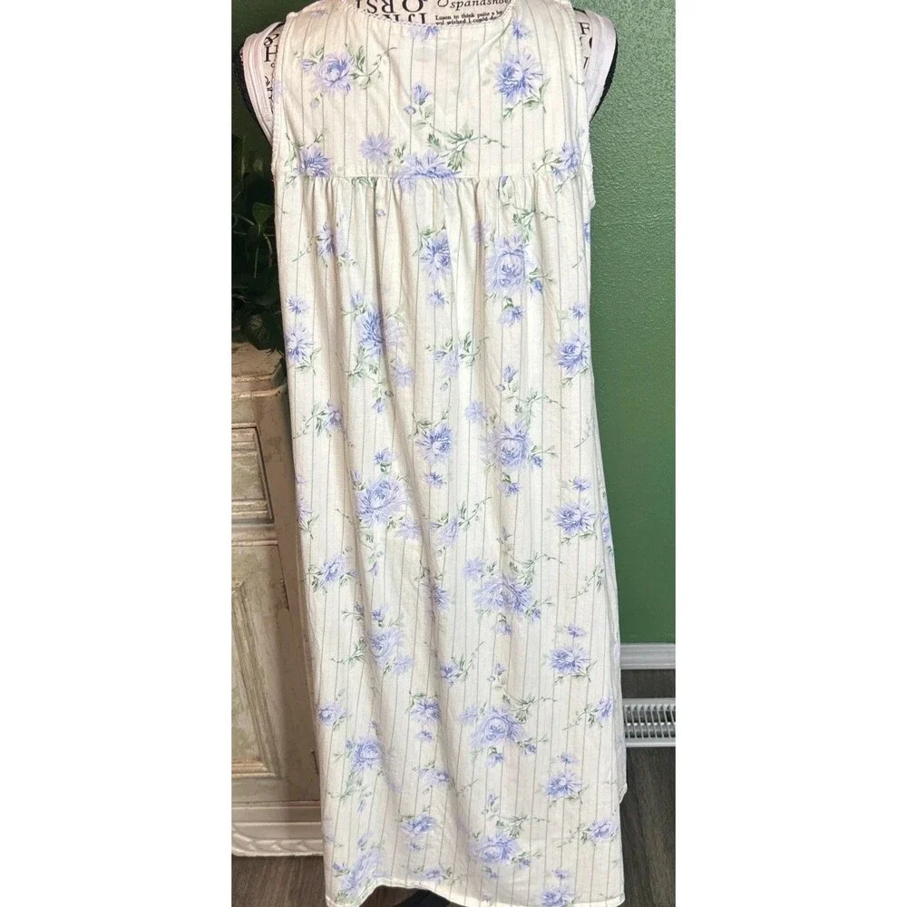 Celestial Dreams Sleeveless Nightgown Yellow Blue White Floral Housedress Medium